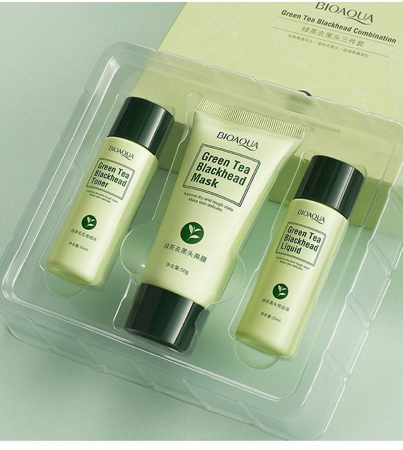 Набір косметики від чорних точок Bioaqua Green Tea Blackhead Combination з зеленим чаєм