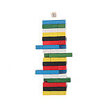 Гра Дженга різнокольорова башта RESTEQ 5х5х15 см. Настільна гра кольорова Башта 48 брусків. Гра Джанга. Jenga, фото 3
