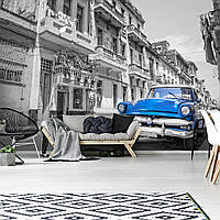 Флизелиновые 3D фотообои город Старая синяя машина (13333V)+клей