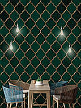 Флізелінові фотошпалери на кухню Візерунок Темно-зелена марокканська конюшина (13825V)+клей, фото 9