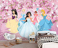 Флизелиновые фотообои разноцветные платья Для Детей Замок Сказка Для девочек - Принцессы среди цветов