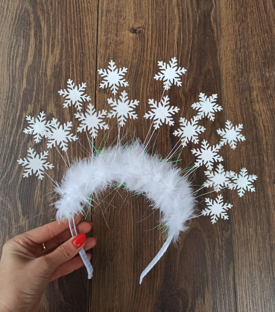 Обруч новорічний зі сніжинками для дітей. Корона сніжної королеви, Снігуроньки, сніжинки