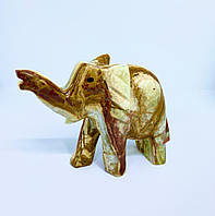 Статуэтка фэн шуй - Слон денежный средний из натурального камня оникс, высота 10 см., длина 12 см.