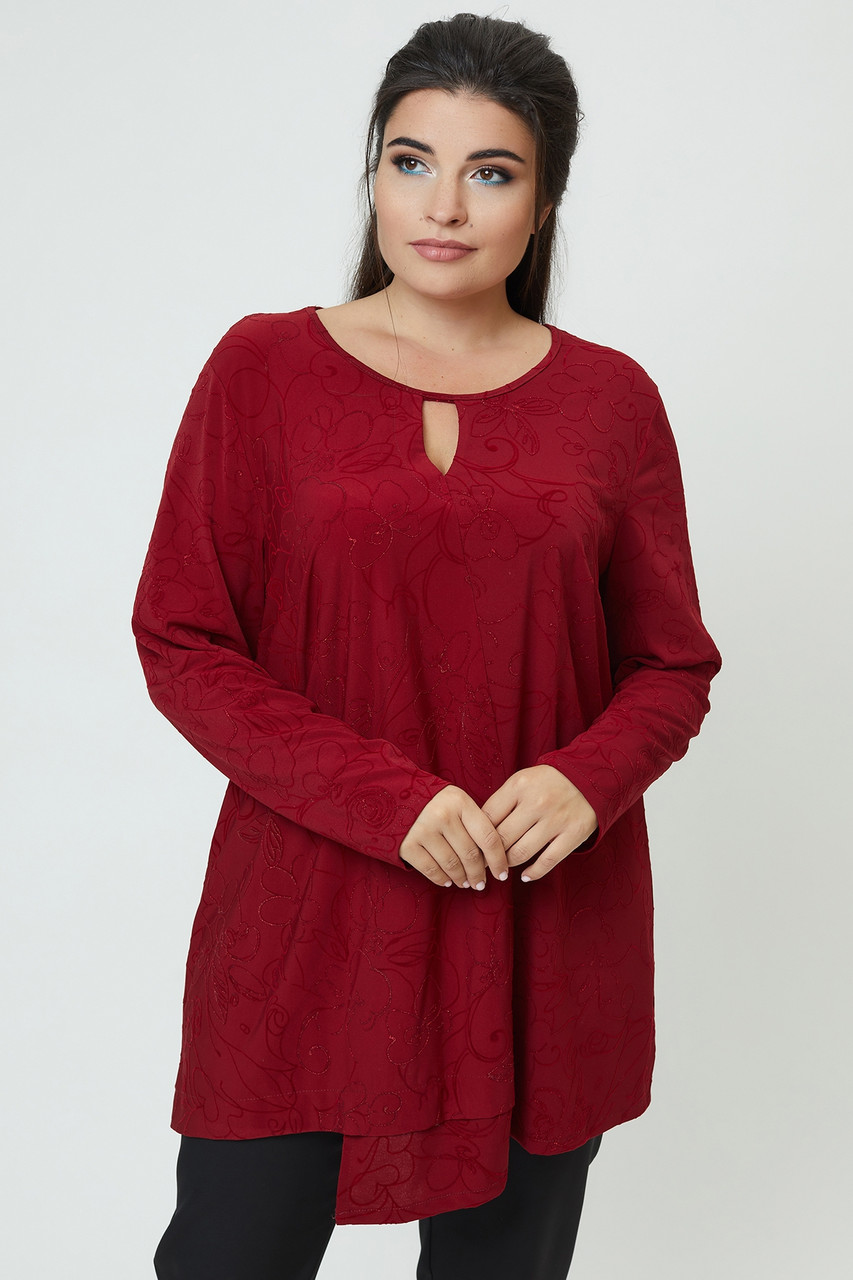 Туніка Надія бордовий/квіти 56 (100890) 58 56, фото 1