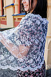 Весільний шарф, хустка для нареченої на голову гарний мереживний Анетти білого кольору, фото 2