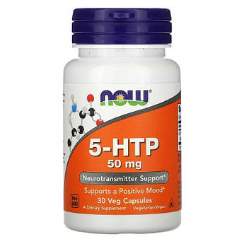 Now Foods, 5-HTP 50 мг, 5-гідроксітріптофан, 30 рослинних капсул