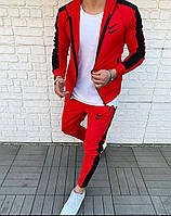 Червоний чоловічий спортивний костюм демісезонний Nike з бічною смугою