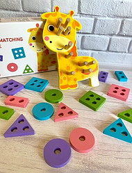 Дитяча дерев'яна логічна пірамідка Жираф Fun Toys MD 2608/48708