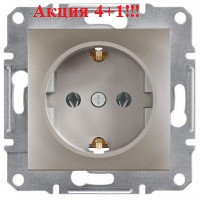 Акція 4+1!!! Розетка із заземленням, бронза — Schneider Electric Asfora
