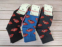 Женские носки демисезонные средние хлопковые 36-39 размер с рисунком Губы микс цветов 12 штук упаковка