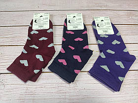 Шкарпетки жіночі демі середньої довжини бавовняні 36-39 розмір з малюнком Серце мікс кольорів 12 штук паковання