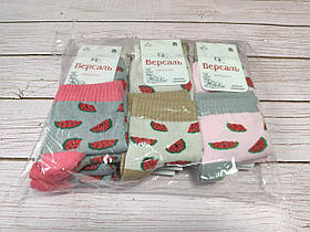 Шкарпетки жіночі демісезонні легкі середньої довжини бавовняні в кавунах 36-39 розмір мікс кольорів 12 штук уп