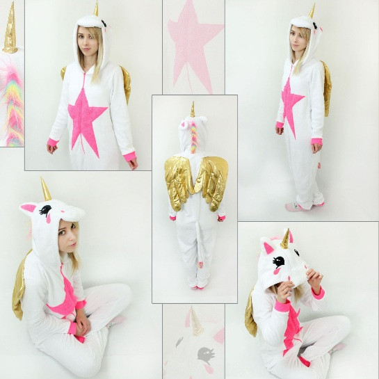 Кігурумі літаючий одноріг із золотими крилами розмір М, фото 1