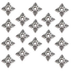 Набір 20 шт 7 мм Обіймачі Шапочки для Намистин Чотири Листи, Античне Срібло, Розетки, Фурнітура для Біжутерії