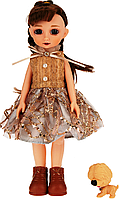 Лялька Mulisha шарнірна 30 см з собачкою в блискучій сукні