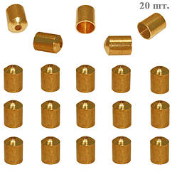Набір 20 шт, 6 мм Золоті Матові Кінцевики, Ковпачки, Циліндри Без Петельки Метал, Фурнітура на Біжутерію