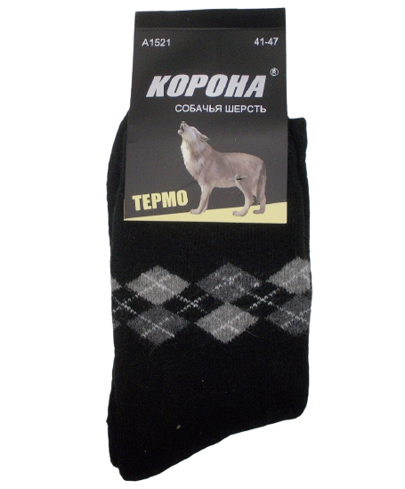 Шкарпетки термогаряча шерсть на махрі Корона 1521 41-47 чорні, фото 1