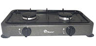 Плита газова настільна Domotec MS 6602 на 2 конфорки, сіра