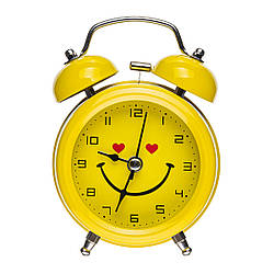 Годинник — Будильник дзвіночок 3010 Жовтий Смайлик