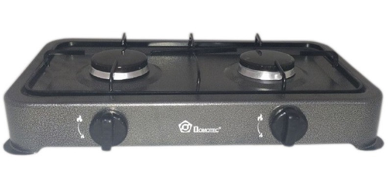 Плита газова настільна Domotec MS 6602 на 2 конфорки, сіра, фото 1