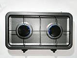 Плита газова настільна Domotec MS 6602 на 2 конфорки, сіра, фото 3