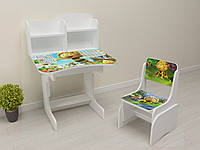 Детская парта-стол растишка со стульчиком высокая для девочки от 3-х лет 008 Пчёлка Майя белая