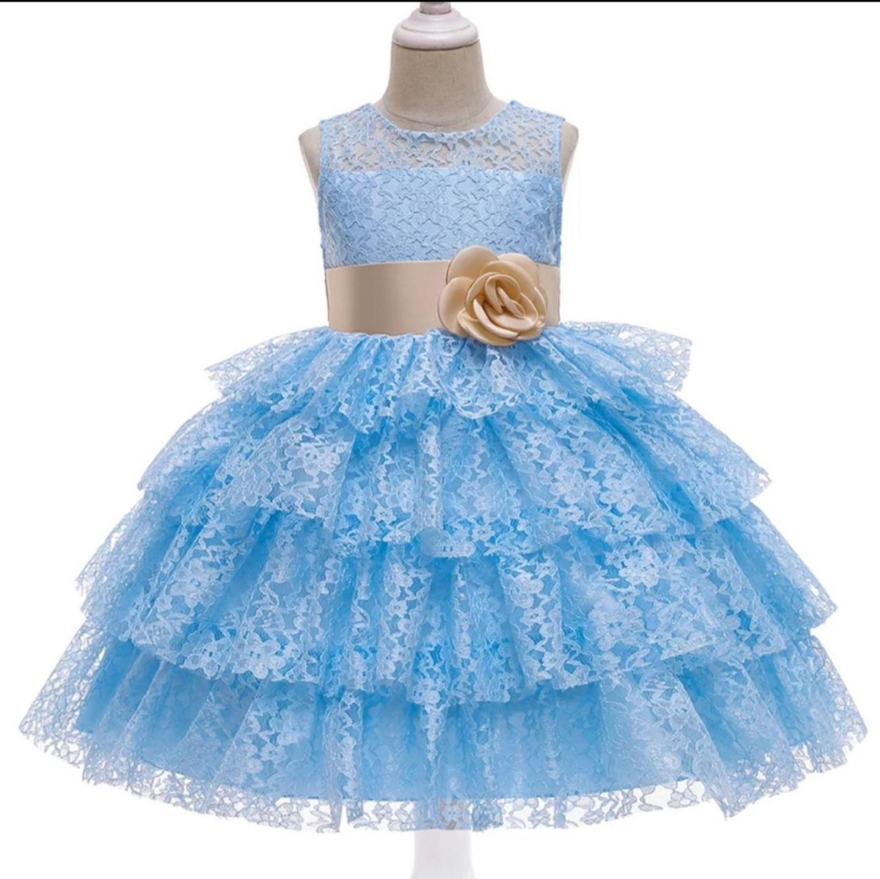 Плаття мереживне небесне блакитне вбрання для дівчинкиElegant lace dress for girls stylish