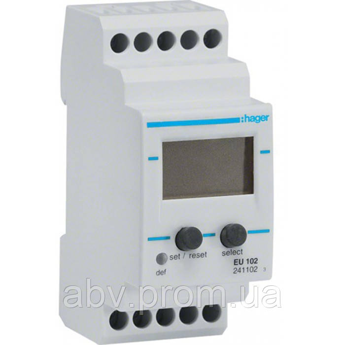 Hager EU102 Реле контролю напруги, 1-фазне, вбудований вольтметр, 2 м, фото 1