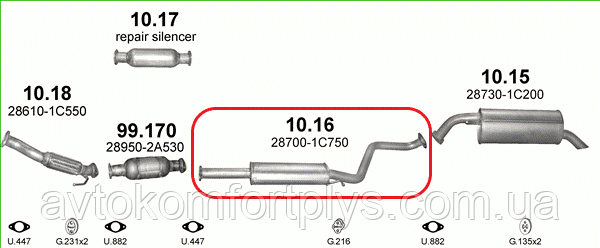 Резонатор Hyundai Getz 1.5 CRDi турбодизель 2005 - 2009 рр
