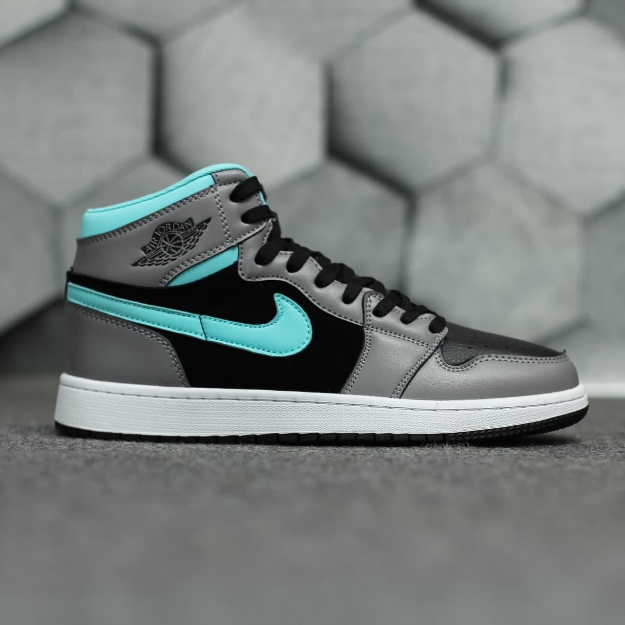 Жіночі кросівки Air Jordan 1 Mid Grey Aqua 554724-063, фото 1