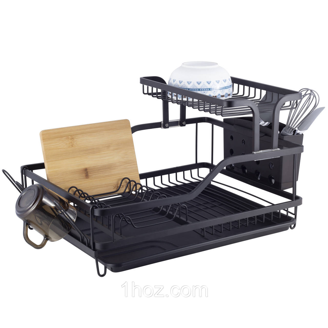 Сушарка для посуду Kamille 57,5х35х27,5 см з алюмінію з піддоном KM-0750, фото 1