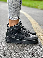 Женские кроссовки Nike Air Force Shadow Black Winter (c мехом) ALL05170