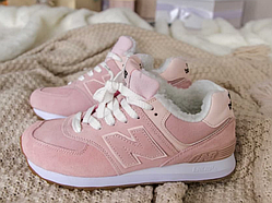 Жіночі кросівки New Balance 574 Pink (с мехом) ALL05032