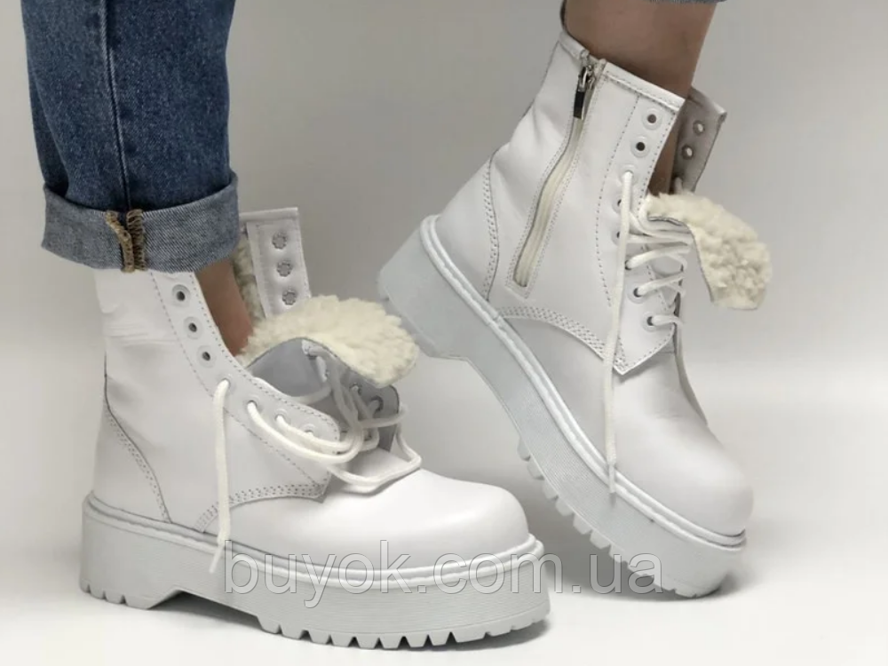 Жіночі черевики Dr. Martens Jadon Mono White (с мехом) ALL04837, фото 1