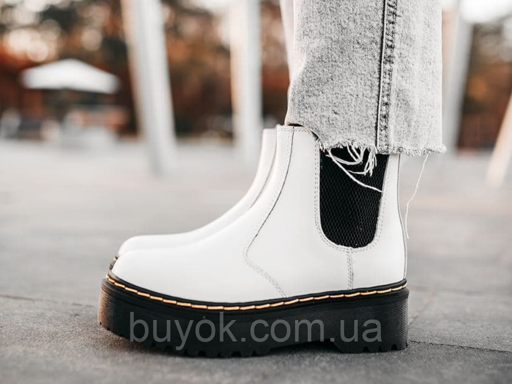 Жіночі черевики Dr. Martens 2976 Chelsea White Fur (с мехом) 26228100, фото 1