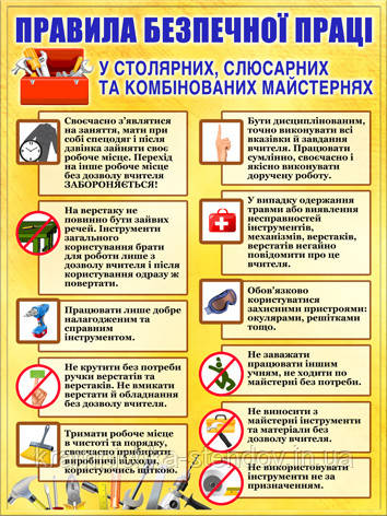 Правила безпечної праці в кабінет трудового виховання