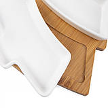 Менажниця керамічна на бамбуковій підставці "Ялинка" Біла 01120 YG, фото 3