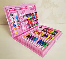 Дитячий набір для малювання ART kids set Rainbow комплект для дитячої творчості в кейсі 86 предметів Рожевий, фото 6