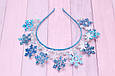 Обруч для волосся / обідок на голову новорічний сніжинки блакитний 504, фото 2