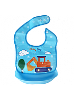 Слюнявчик с ковшом синий Экскаватор