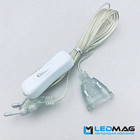 Подовжувач для гірлянди з вимикачем 3 м прозорий