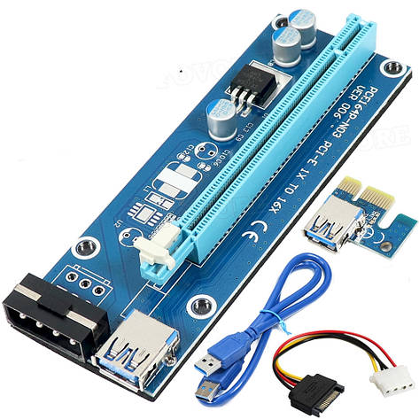 Райзер CHIPAL 006 USB 3.0 PCI-E 1X - 16X Riser USB 3.0 для видеокарт 60см, фото 2