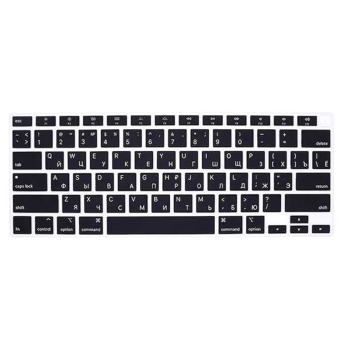Клавіатура для MacBook Air 13" 2020 M1 A2337/А2179 силіконова захисна US, Чорний, Англо-Російська