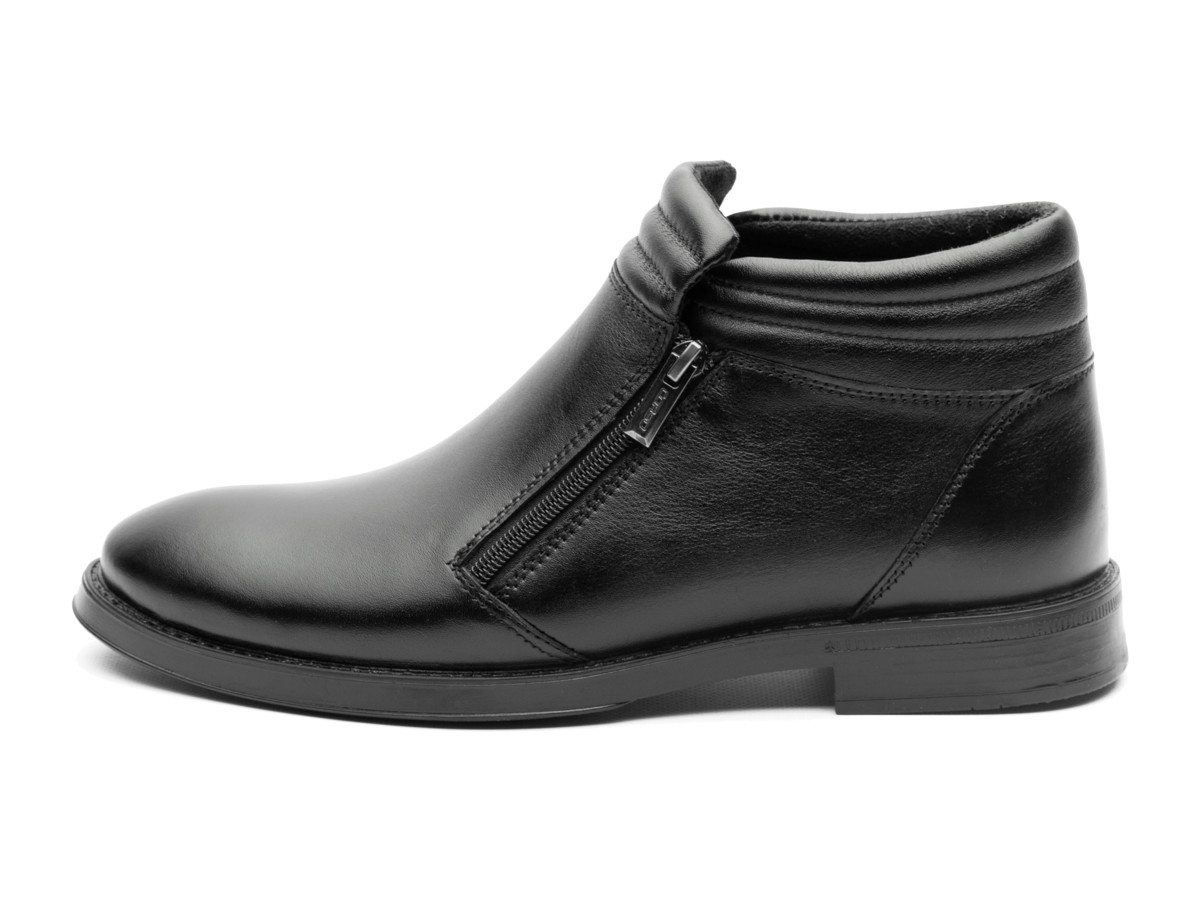 Чоловічі зимові шкіряні черевики чорні, фото 1