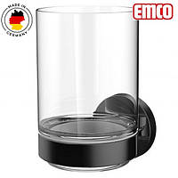 Чорний настінний одинарний стакан для зубних щіток Emco black Round Німеччина