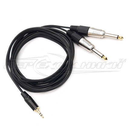 Аудіо кабель 3.5 mm stereo to 2*6.3 mm моно jack в екрані(преміум якість), фото 2
