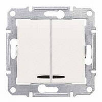 Вимикач Schneider-Electric Sedna 2-клавішний з підсвічуванням слонова кістка ( SDN0300323 )