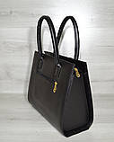 Женская сумка Бочонок черный с черной лаковой вставкой, фото 2