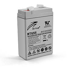 Акумуляторна батарея AGM RITAR RT655, Gray Case, 6V 5.5Ah  ( 70х47х99 (105) ) Q20