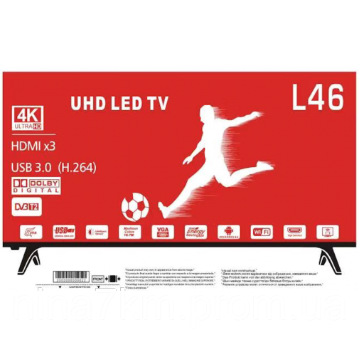 Телевізор LED L46 - 43 дюймів (110см) T2/1K андроїд 9,0 2+8г